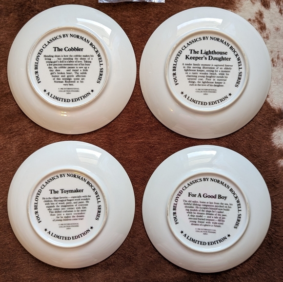 1982 Norman Rockwell International Collectors Set Of 4 Porcelain Plates In Box - Picture 2 of 12